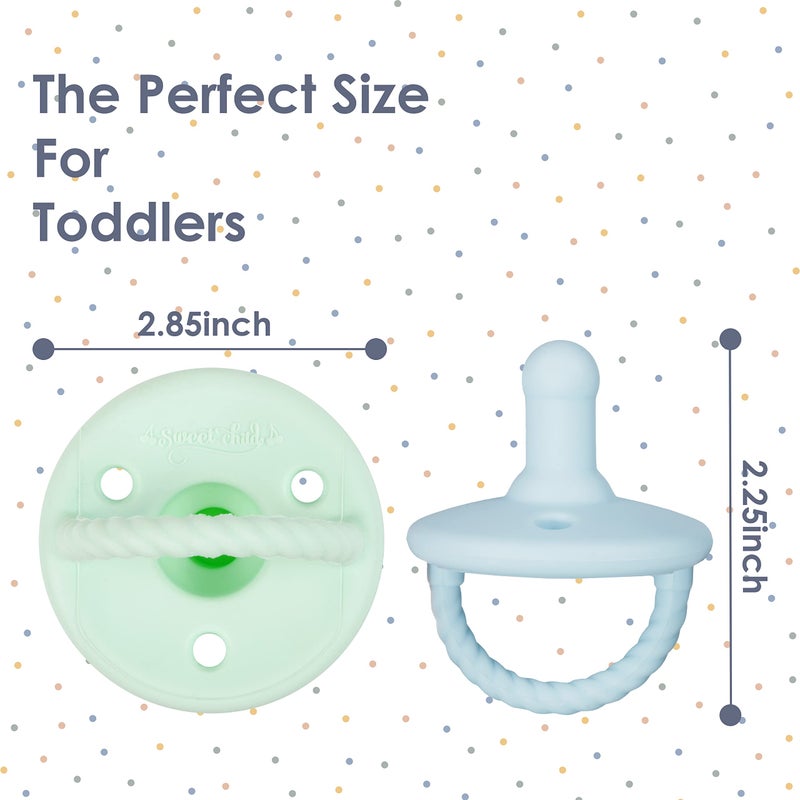 Sweet Child Pacifiers 0-18 Months, Set of 6 Ultra-Light Silicone Binkies with Collapsible Handle & 3 Air Holes for Added Safety, Best Newborn Pacifiers for Baby Boys Or Girls - Image 4